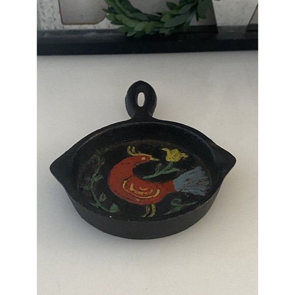 Vintage Mid Century Miniature Cast Iron Skillet Bird LHC‎ Japan Raised Relief - Picture 3 of 16